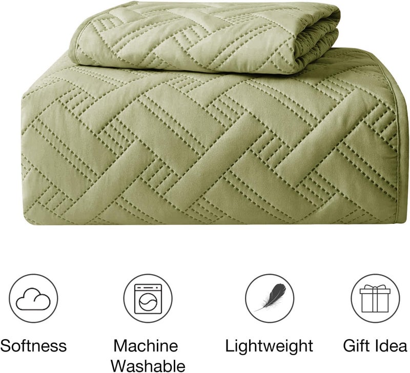 BSB HOME 100% Cotton Ultrasonic 280 Tc Solid King Size Quilted Bed Cover/Bedspread/Rajaai with 2 Pillow Case, (Luxurious, Olive Green or Pastle Green, 90X100 Inches, 254X228 cm) - Image 4