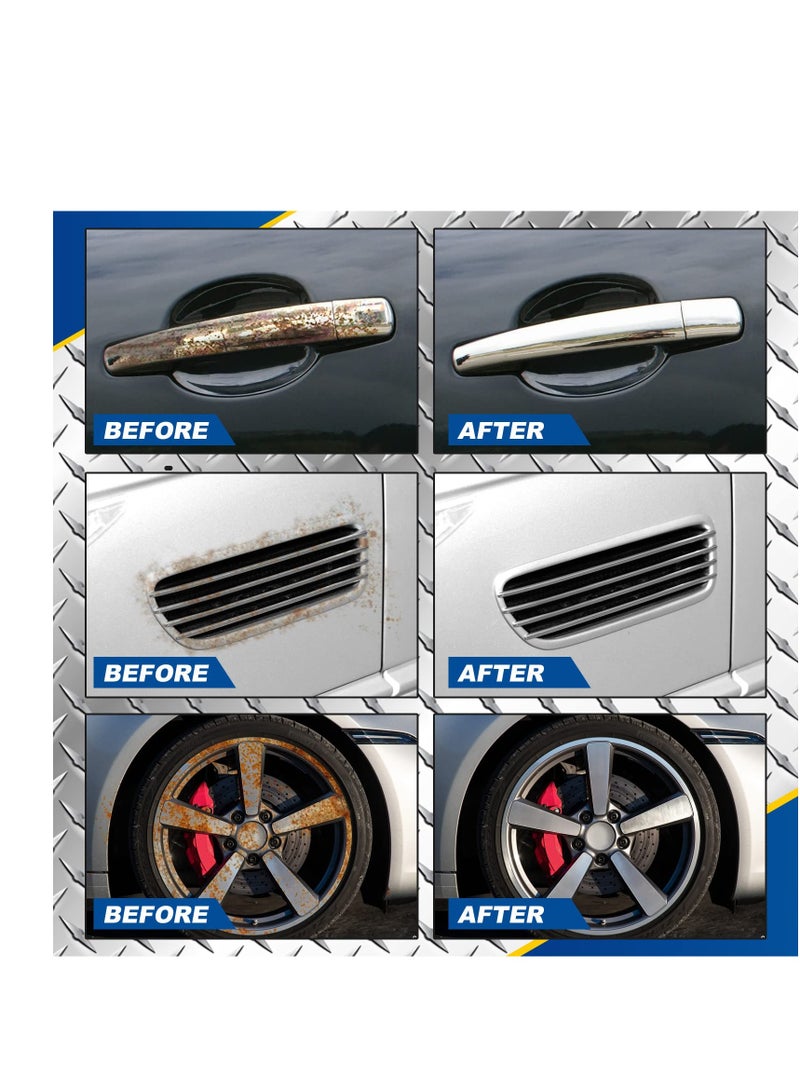 Zikra Car Rust Removal Spray, 2 Pcs Metal Surface Chrome Paint Car Cleaning, Multi-Purpose Car Rust Remover Spray, Car Wheel Rust Remover, for Rust Removal of Various Metals (30ml+100ml) - Image 5