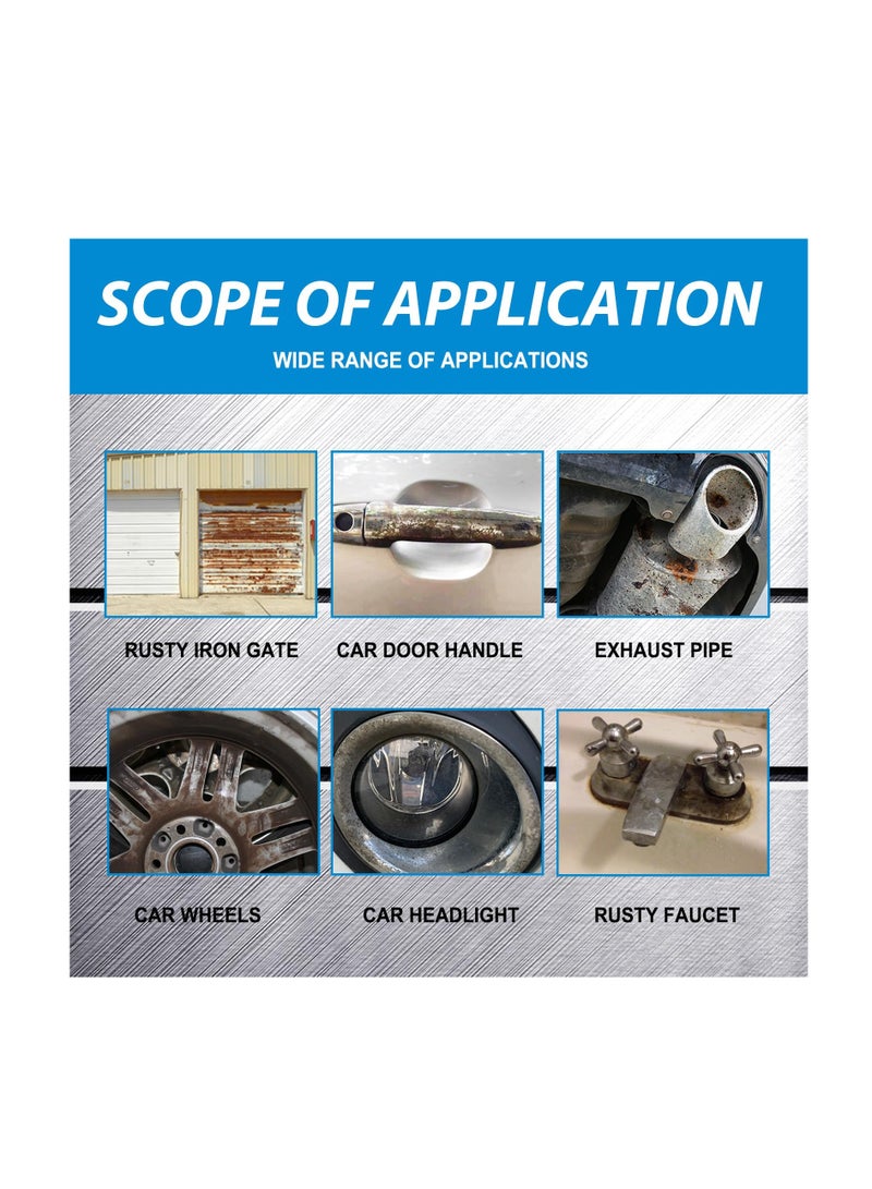 Zikra Car Rust Removal Spray, 2 Pcs Metal Surface Chrome Paint Car Cleaning, Multi-Purpose Car Rust Remover Spray, Car Wheel Rust Remover, for Rust Removal of Various Metals (30ml+100ml) - Image 4