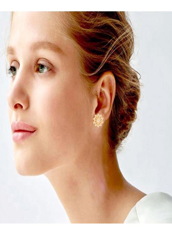 Touchstone Elegant Indian White Crystals Faux Pearls Combo Of Fifteen Pairs Of Studs Earrings In Gold Tone For Women - Pack of 15 - Image 2