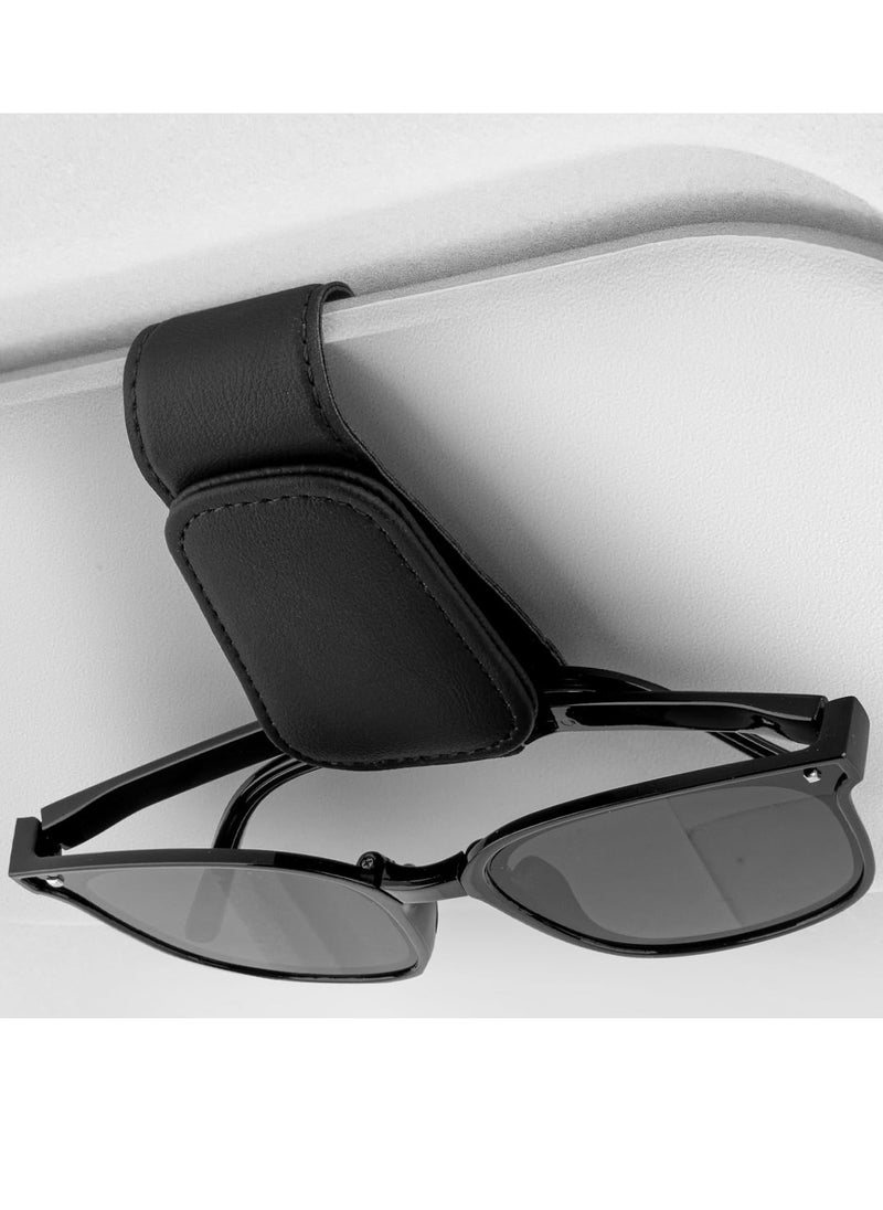 Oasisgalore - Leather Car Sunglasses Holder Sunglass Clip for Car Visor Ticket Card Clip Suitable for Different Size Eyeglasses - Image 1