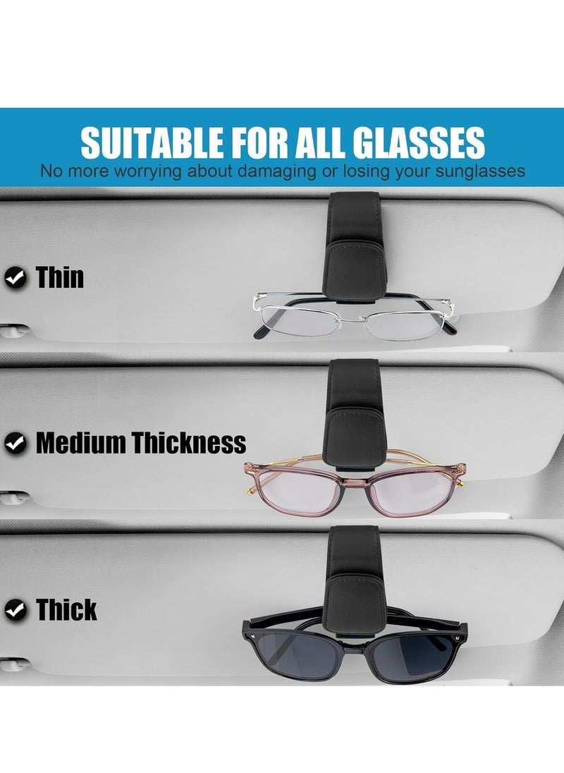 Oasisgalore - Leather Car Sunglasses Holder Sunglass Clip for Car Visor Ticket Card Clip Suitable for Different Size Eyeglasses - Image 1