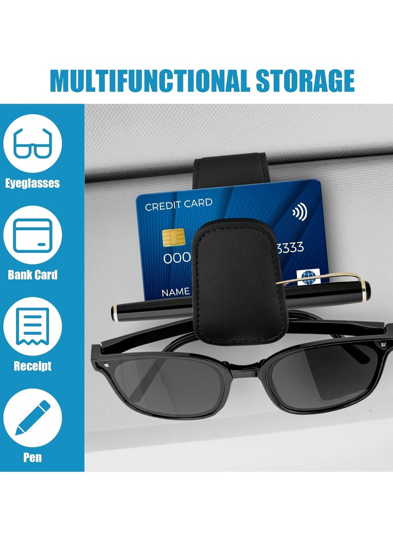 Oasisgalore - Leather Car Sunglasses Holder Sunglass Clip for Car Visor Ticket Card Clip Suitable for Different Size Eyeglasses - Image 1