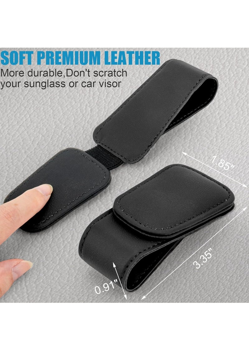 Oasisgalore - Leather Car Sunglasses Holder Sunglass Clip for Car Visor Ticket Card Clip Suitable for Different Size Eyeglasses - Image 1