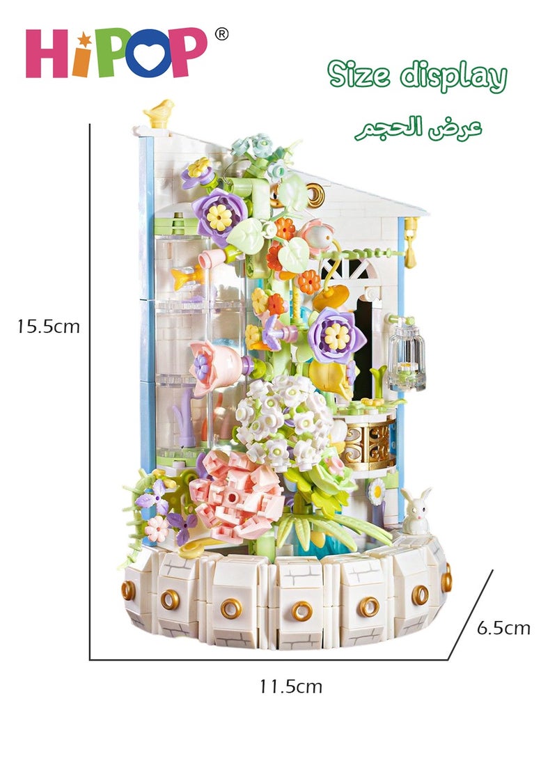 HIPOP 632pcs Building Blocks Flowers with Lights,Valentine's Day Gift,Home Decorations Permanent Flower Gift Assembly Toy Set  - Image 4