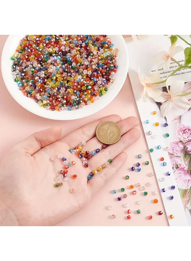 8 خيوط خرز زجاجي دائري بألوان قوس قزح مقاس 4 ملم لصنع المجوهرات والحرف اليدوية - Image 4