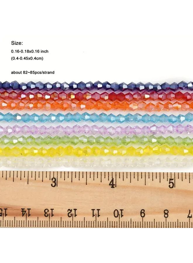 8 خيوط خرز زجاجي دائري بألوان قوس قزح مقاس 4 ملم لصنع المجوهرات والحرف اليدوية - Image 5