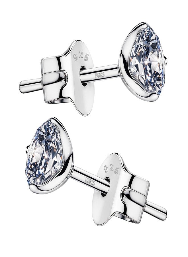 HighSpark Women "Sparkling Martini" Solitaire Earrings | 92.5 Sterling Silver And Diamond Like Brilliance Sparkling Zirconia | Lovely Gift - Silver 4Mm - Image 1