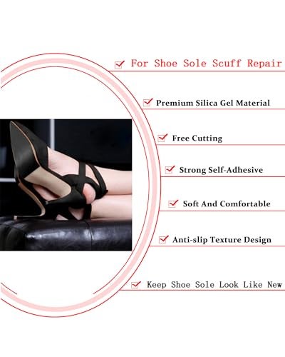 BHXANZOU Black Shoe Sole Protector,Anti Slip Shoe Grips on Bottom of Shoes - Bottom Protector - Sole Guard - Non-Slip Shoe Pads for High Heels(8"×4" Black 4Pcs) - Image 3