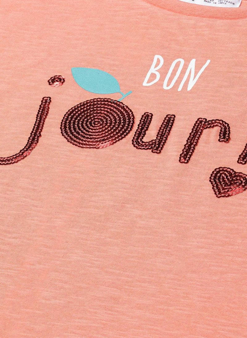 MINOTI Girls Short Sleeve T-Shirt with Frill Details - Image 4