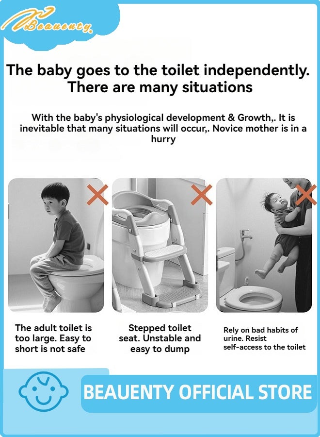 بيوينتي مقعد مرحاض تدريب وعاء الطفل مع مقابض وسادة ناعمة ، مقعد تدريب مرحاض الأطفال الصغار غير المنزلق للفتيان والبنات - Image 2