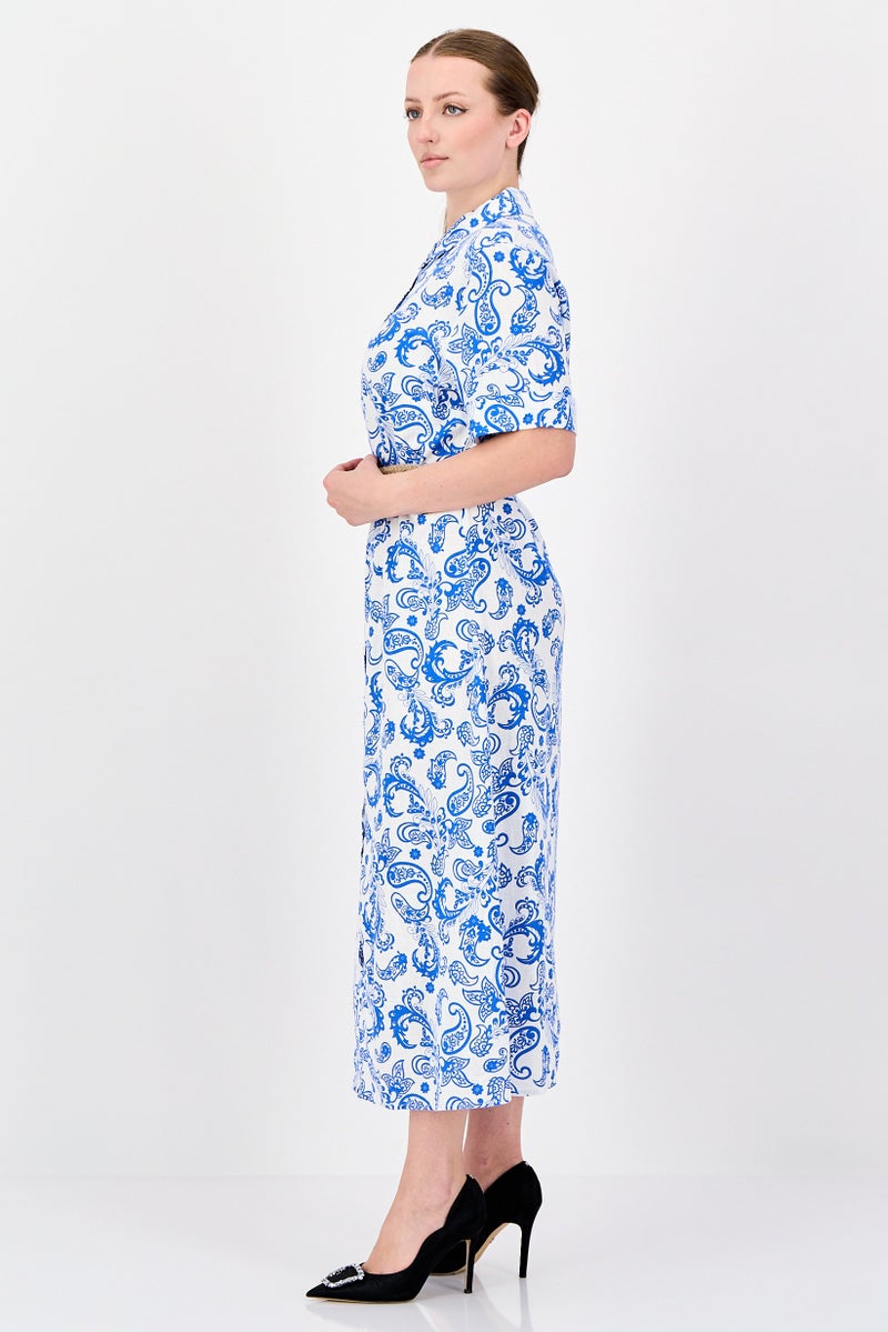 bebe Women Floral Print Belted Midi Dress, Multicolor - Image 3