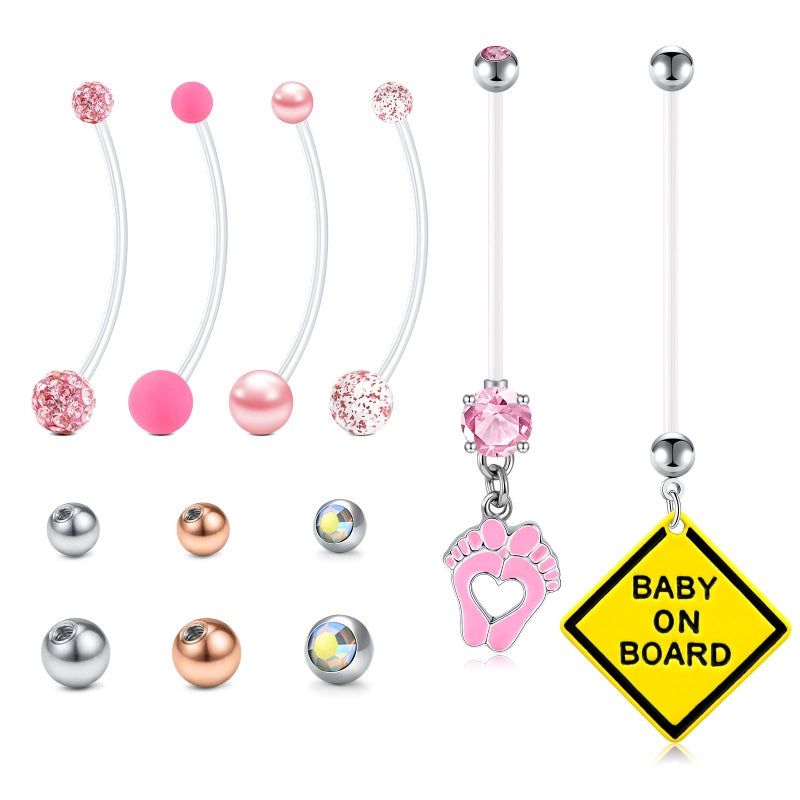 TOKRING Pregnancy Belly Button Rings Plastic Maternity Belly Rings for Pregnant Women - Image 1