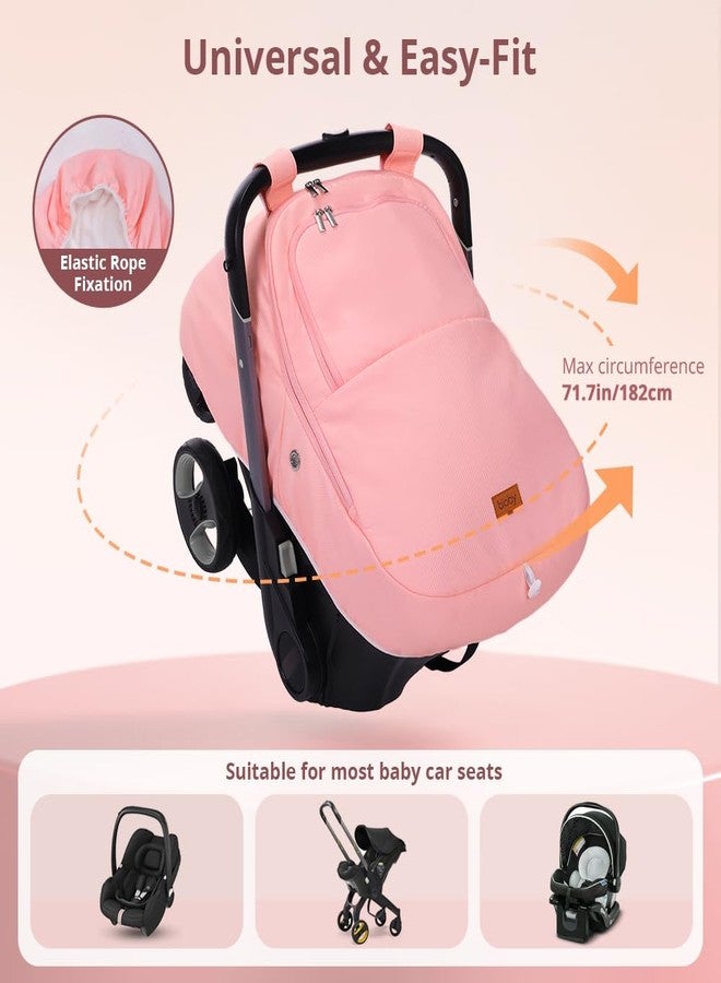 Bioby Winter Baby Car Seat Cover, Infant Car Seat Cover for Boy Girl, Roomy, Cozy, Warm, Waterproof Baby Carseat Covers Canopy with Thickened Fleece Lining, Breathable Hole, Universal Fitted Pink - Image 4