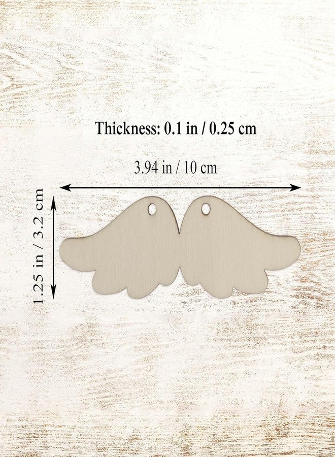 Cliths 20pcs Angel Wing Wood DIY Crafts - Blank Wooden Angel Wing Shaped Hanging Ornaments with Jute Twines for Wedding, Birthday, Party Decor (1.25x3.94 inch, 3mm Thick) - Image 2
