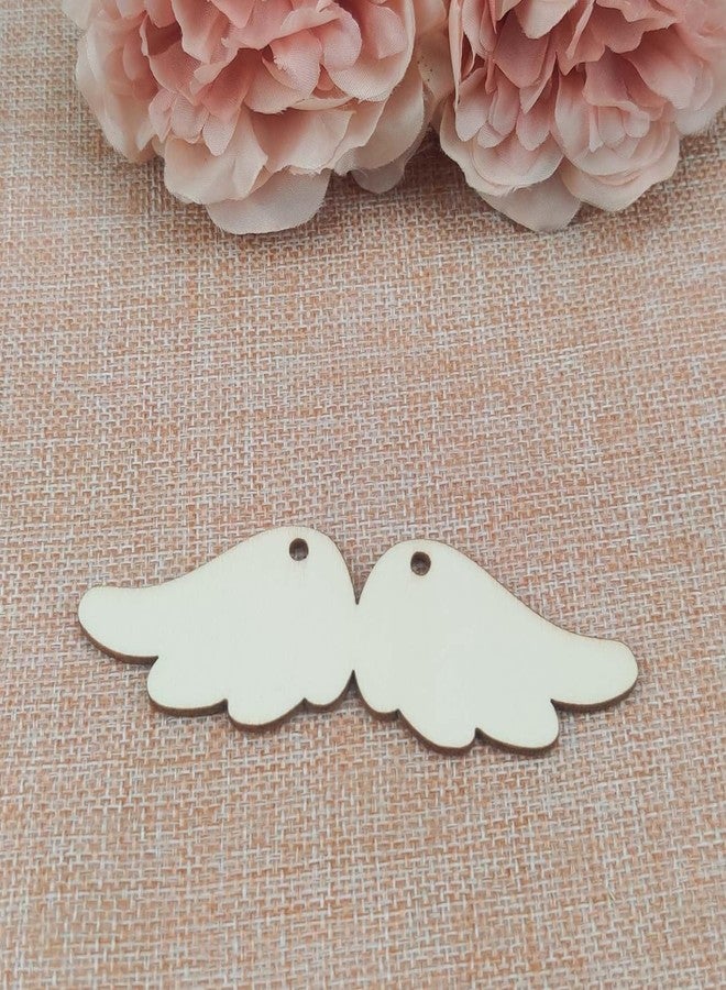 Cliths 20pcs Angel Wing Wood DIY Crafts - Blank Wooden Angel Wing Shaped Hanging Ornaments with Jute Twines for Wedding, Birthday, Party Decor (1.25x3.94 inch, 3mm Thick) - Image 3