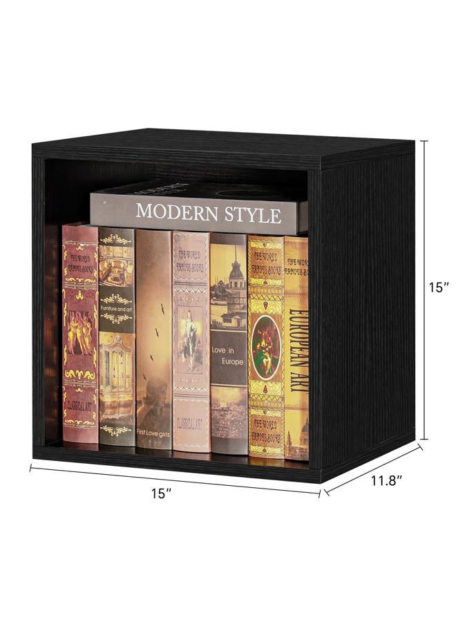 FUSUNBAO Magic DIY Cube Storage Organizer Stackable Cubes for Home Books Clothes Toy -Modular Cubby Storage System -Closet Organizer -Bookcase Closet (Black, General Cube) - Image 2