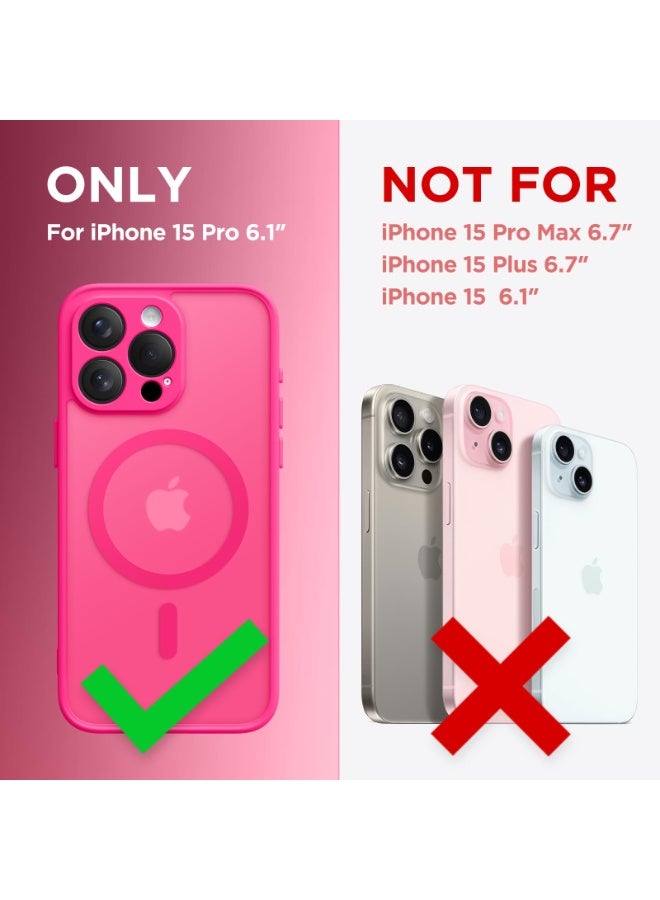 CAPRARO Magnetic for iPhone 15 Pro Case, [Compatible with MagSafe] [Full Camera Protection] Shockproof Protective Slim Translucent Matte Phone Case for iPhone 15 Pro 6.1'', Hot Pink - Image 2