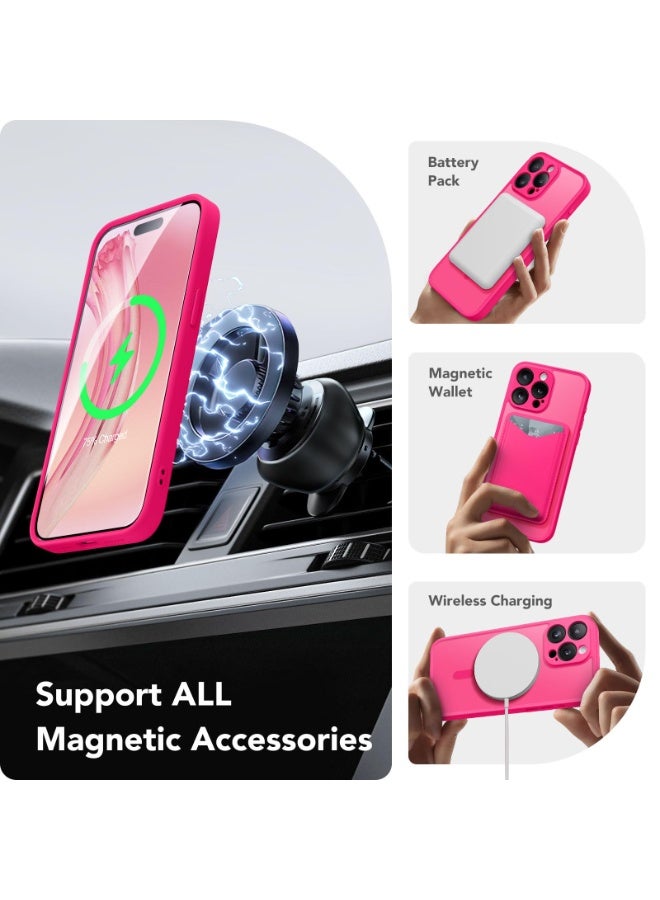 CAPRARO Magnetic for iPhone 15 Pro Case, [Compatible with MagSafe] [Full Camera Protection] Shockproof Protective Slim Translucent Matte Phone Case for iPhone 15 Pro 6.1'', Hot Pink - Image 3