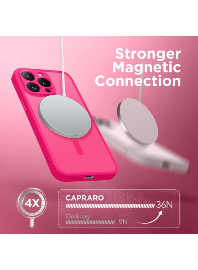CAPRARO Magnetic for iPhone 15 Pro Case, [Compatible with MagSafe] [Full Camera Protection] Shockproof Protective Slim Translucent Matte Phone Case for iPhone 15 Pro 6.1'', Hot Pink - Image 4