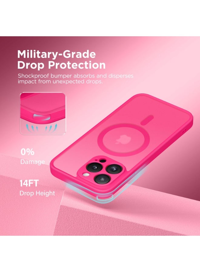 CAPRARO Magnetic for iPhone 15 Pro Case, [Compatible with MagSafe] [Full Camera Protection] Shockproof Protective Slim Translucent Matte Phone Case for iPhone 15 Pro 6.1'', Hot Pink - Image 5