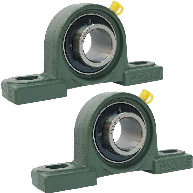 2 Pack UCP20516 Pillow Block Mounted Ball Bearing 1 Bore Solid Cast Iron Base Self Aligning