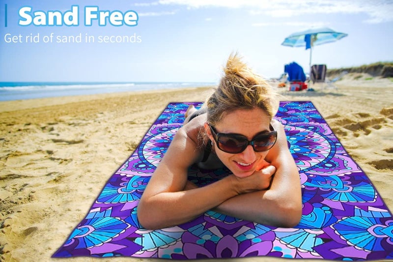TwoYek Microfiber Sand Free Beach Towel Thin Quick Dry Super Absorbent Oversized Large Lightweight Towels for Travel Sports Pool Swimming Bath Camping Yoga Girls Women Adults - Image 5