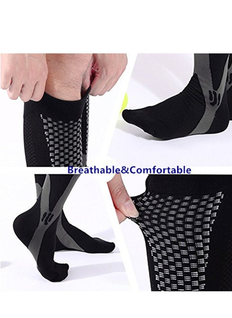 KASTWAVE 3 Pairs of Sports Compression Socks, 20-30 mmhg Men's and Women's Running and Cycling Socks, Calf-length Sports Compression Gear Sleeve (Black+White+Blue, XL)  - Image 5