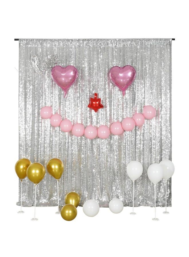 Poise3EHome Silver Backdrop,8FT x 10FT Silver Sequin Photography Backdrop Curtain for Party Decoration - Image 5