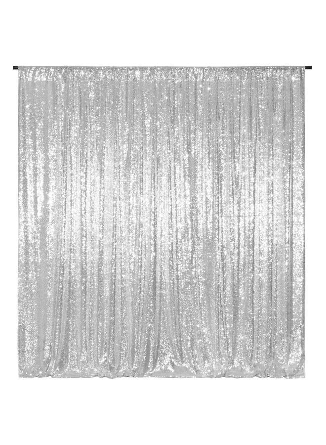 Poise3EHome Silver Backdrop,8FT x 10FT Silver Sequin Photography Backdrop Curtain for Party Decoration - Image 1