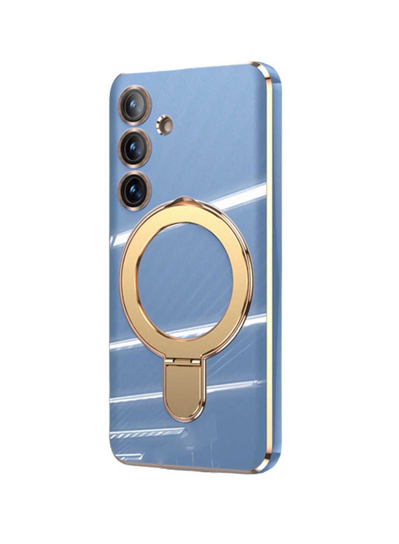حافظة هاتف محمول بلون سادة مع حامل مغناطيسي لاسلكي وغطاء حماية شامل مناسب لهاتف Samsung S24 Ultra/S24 Plus/S24 - Image 1