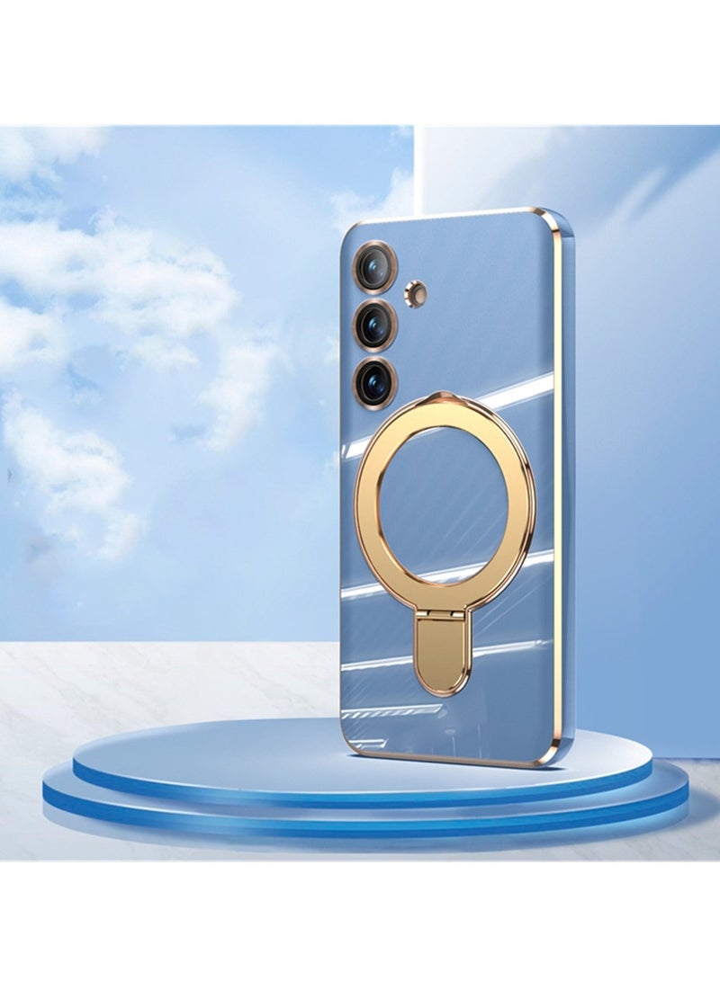 حافظة هاتف محمول بلون سادة مع حامل مغناطيسي لاسلكي وغطاء حماية شامل مناسب لهاتف Samsung S24 Ultra/S24 Plus/S24 - Image 2