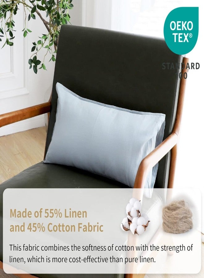 Simple&Opulence Linen Lumbar Pillow Covers 12x20 Inch Set of 2 Flax Cotton Blend Rectangular Decorative Throw Cushion Cover for Couch Sofa Bedroom Office Soft Breathable Farmhouse - Dusty Blue - Image 2