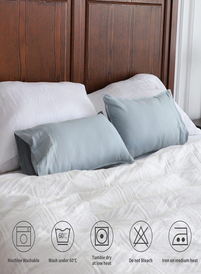 Simple&Opulence Linen Lumbar Pillow Covers 12x20 Inch Set of 2 Flax Cotton Blend Rectangular Decorative Throw Cushion Cover for Couch Sofa Bedroom Office Soft Breathable Farmhouse - Dusty Blue - Image 4