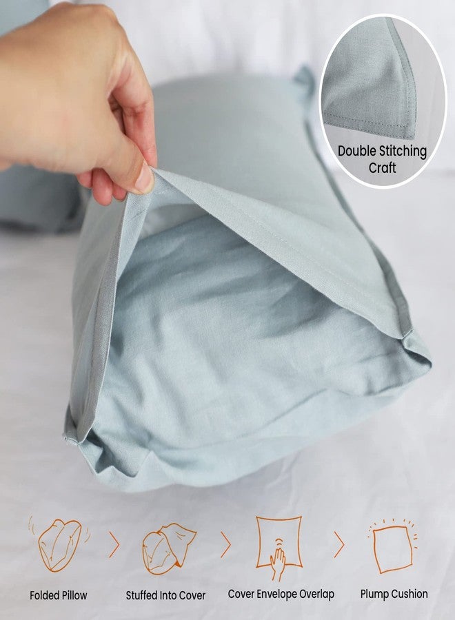 Simple&Opulence Linen Lumbar Pillow Covers 12x20 Inch Set of 2 Flax Cotton Blend Rectangular Decorative Throw Cushion Cover for Couch Sofa Bedroom Office Soft Breathable Farmhouse - Dusty Blue - Image 5