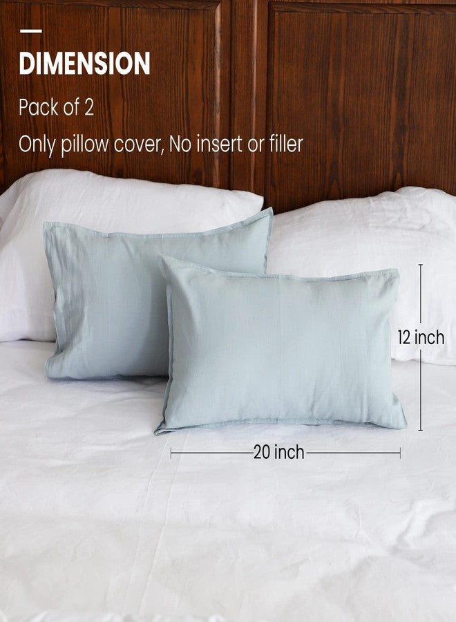 Simple&Opulence Linen Lumbar Pillow Covers 12x20 Inch Set of 2 Flax Cotton Blend Rectangular Decorative Throw Cushion Cover for Couch Sofa Bedroom Office Soft Breathable Farmhouse - Dusty Blue - Image 3