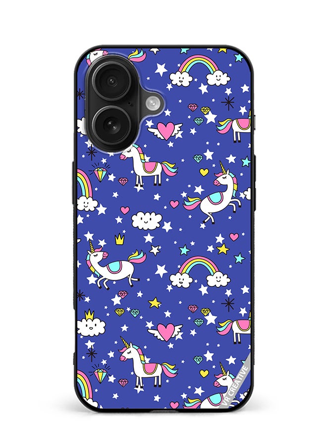 VR CREATIVE Protective Case Cover For Apple iPhone 16 Plus Unicorns Design Multicolour