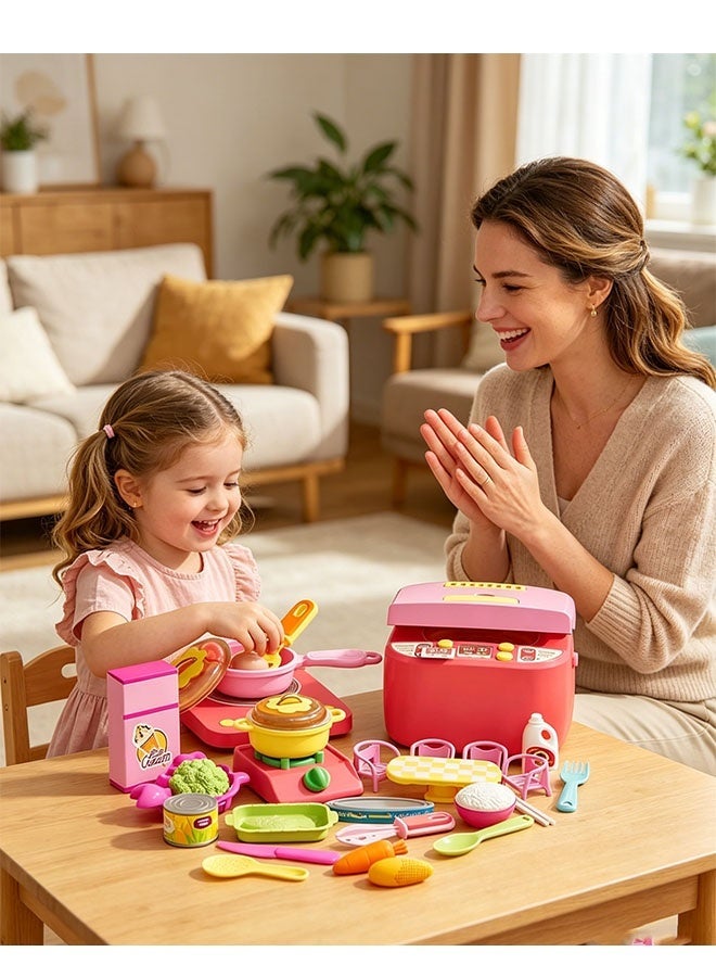Kids  Kitchen Playset Kitchen Pretend Play Toy with Light and Sound Cooking Playset with Rich Accessories Toddler Pretend Cooking Playset with Play Pots Pans Utensils Cookware Play Food Set ducational Role Play Gift DIY Kitchen Toy Game or Toddlers Boys Girls Ages 3 4 5 6 7 8 - Image 3
