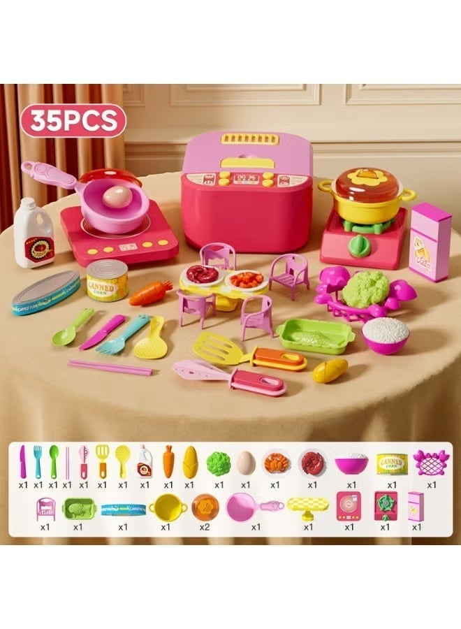 Kids  Kitchen Playset Kitchen Pretend Play Toy with Light and Sound Cooking Playset with Rich Accessories Toddler Pretend Cooking Playset with Play Pots Pans Utensils Cookware Play Food Set ducational Role Play Gift DIY Kitchen Toy Game or Toddlers Boys Girls Ages 3 4 5 6 7 8 - Image 1