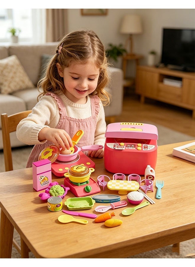 Kids  Kitchen Playset Kitchen Pretend Play Toy with Light and Sound Cooking Playset with Rich Accessories Toddler Pretend Cooking Playset with Play Pots Pans Utensils Cookware Play Food Set ducational Role Play Gift DIY Kitchen Toy Game or Toddlers Boys Girls Ages 3 4 5 6 7 8 - Image 2
