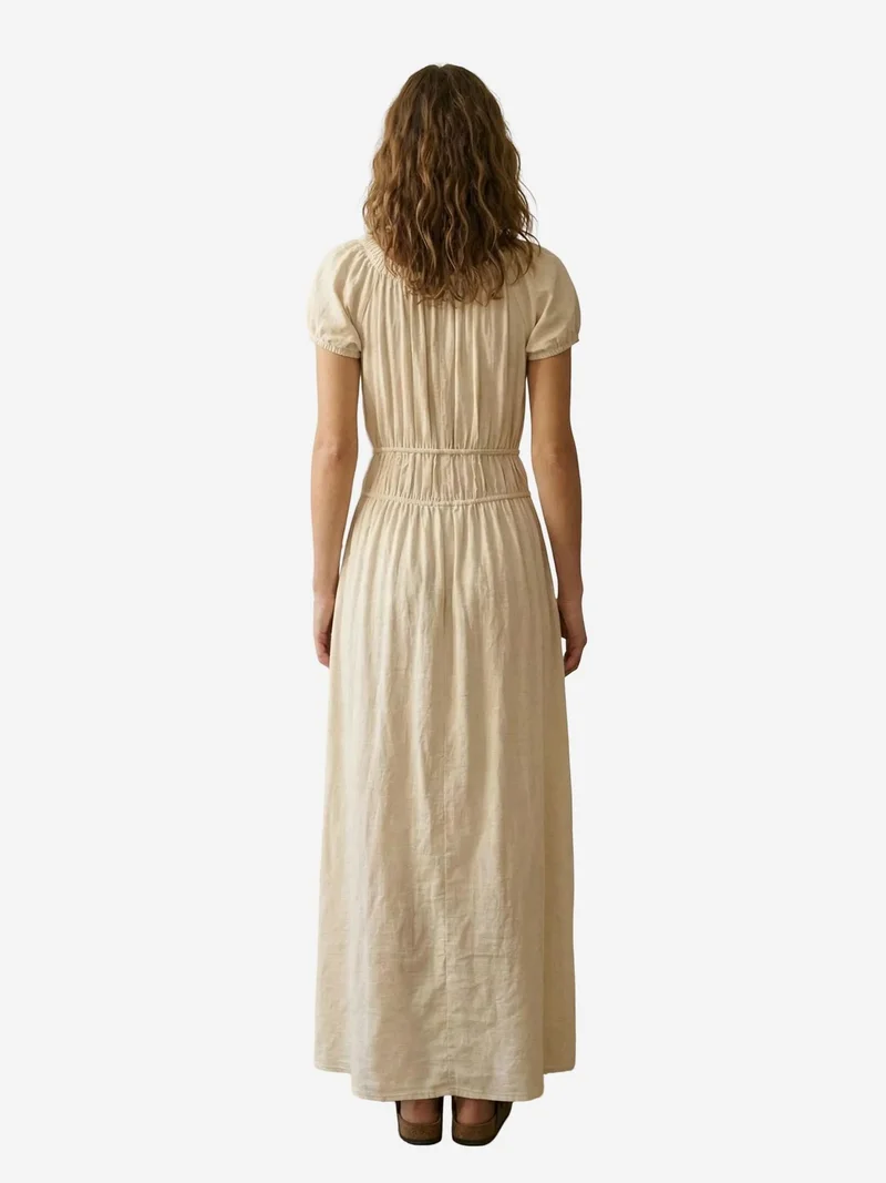 ماي فاشن MY FASHION Square-Neck Maxi Dress With Tie Detail