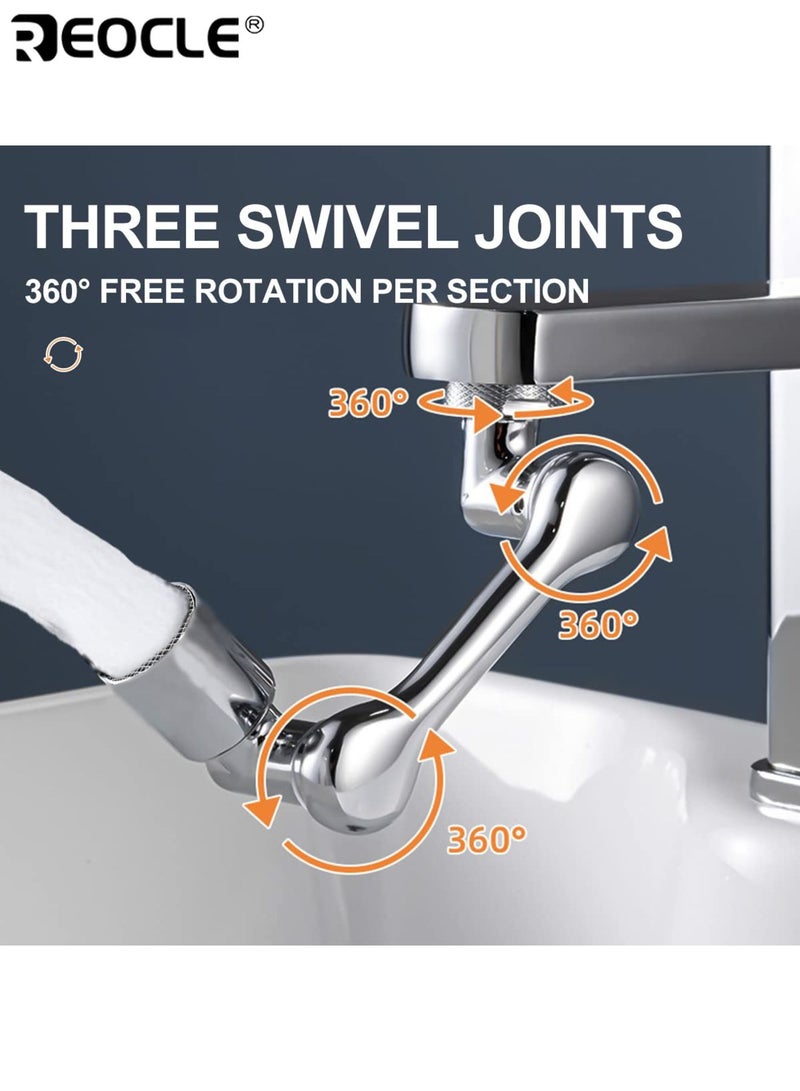 REOCLE Universal 1080° Swivel Faucet Spray Head 2-Mode Copper Alloy Water-Saving Aerator with Robotic Arm Extender for Kitchen & Bathroom Sink Accessories - Image 2