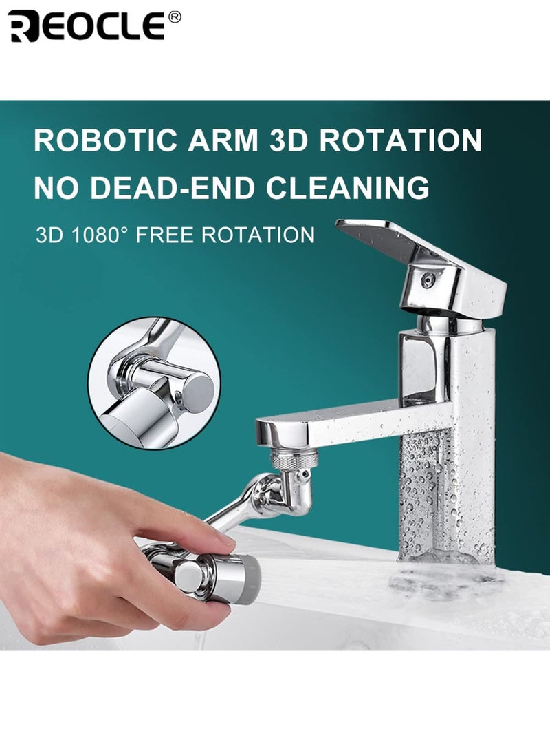 REOCLE Universal 1080° Swivel Faucet Spray Head 2-Mode Copper Alloy Water-Saving Aerator with Robotic Arm Extender for Kitchen & Bathroom Sink Accessories - Image 3