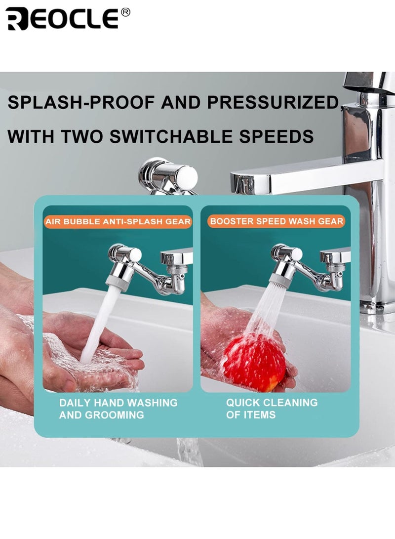 REOCLE Universal 1080° Swivel Faucet Spray Head 2-Mode Copper Alloy Water-Saving Aerator with Robotic Arm Extender for Kitchen & Bathroom Sink Accessories - Image 4
