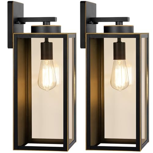 BesLowe Large Size Outdoor Wall Light Fixtures Exterior Lighting Fixtures Porch Sconces Wall Mounted Waterproof Bronze Outdoor Wall Lanterns Lamps Outside Lights for House Patio Front Door Entryway 2Pack - Image 1