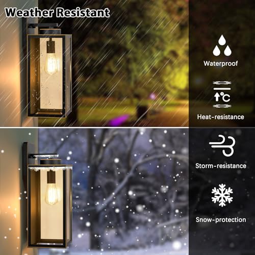 BesLowe Large Size Outdoor Wall Light Fixtures Exterior Lighting Fixtures Porch Sconces Wall Mounted Waterproof Bronze Outdoor Wall Lanterns Lamps Outside Lights for House Patio Front Door Entryway 2Pack - Image 3