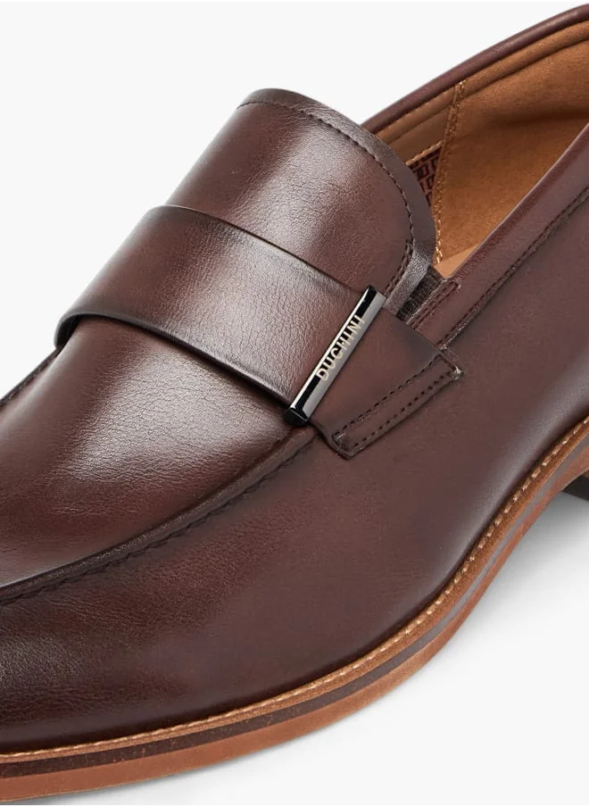 دوتشيني Mens Solid Slip-On Loafers With Metal Accent
