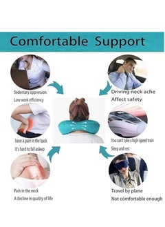 Generic Inflates with a Button, Inflatable Travel Neck Pillow for Airplane Portable Blow Up Travel Pillow for Travel, Plane and Office U-Shaped Neck Support Head Neck Used for Rest (Green)  - Image 4