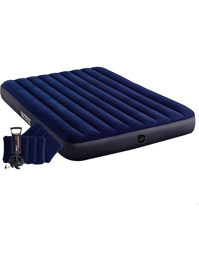 INTEX Queen dura beam classic downy airbed w/ hand pump queen (uk standard) - Image 1