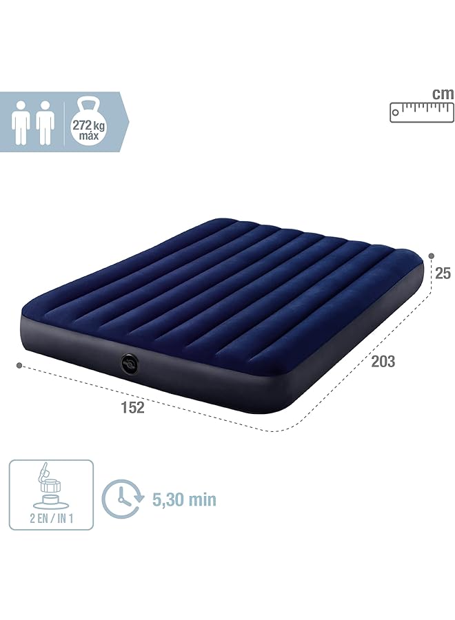 INTEX Queen dura beam classic downy airbed w/ hand pump queen (uk standard) - Image 4
